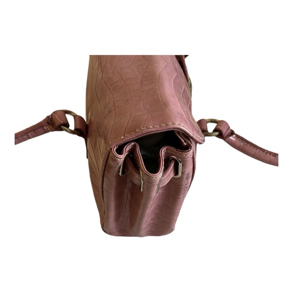 Worthington Pink Croc/Alligator Pattern Shoulder Bag with Double Top Handle - Picture 4 of 14